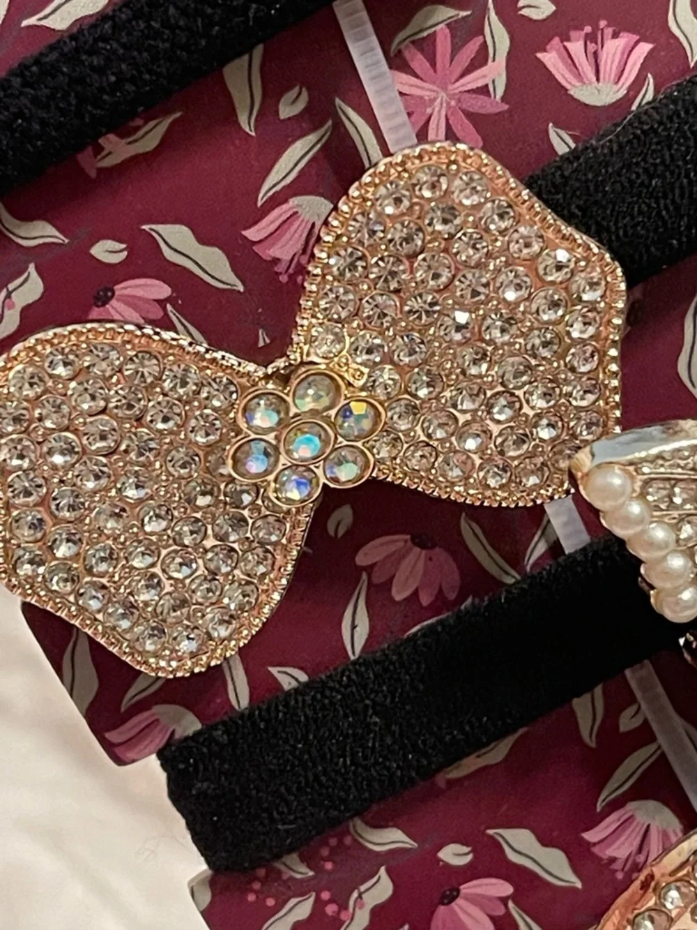 NEW nOir Faux Rhinestone, Pearl and Gold Hair Ties Set